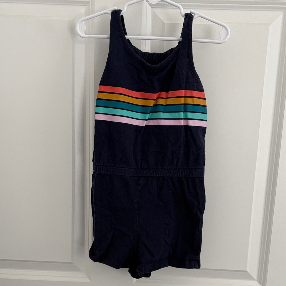 Old Navy Dark Blue Bodysuit with Colorful Stripes